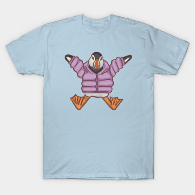 Puffer Coat Puffin T-Shirt by danyellysdoodles